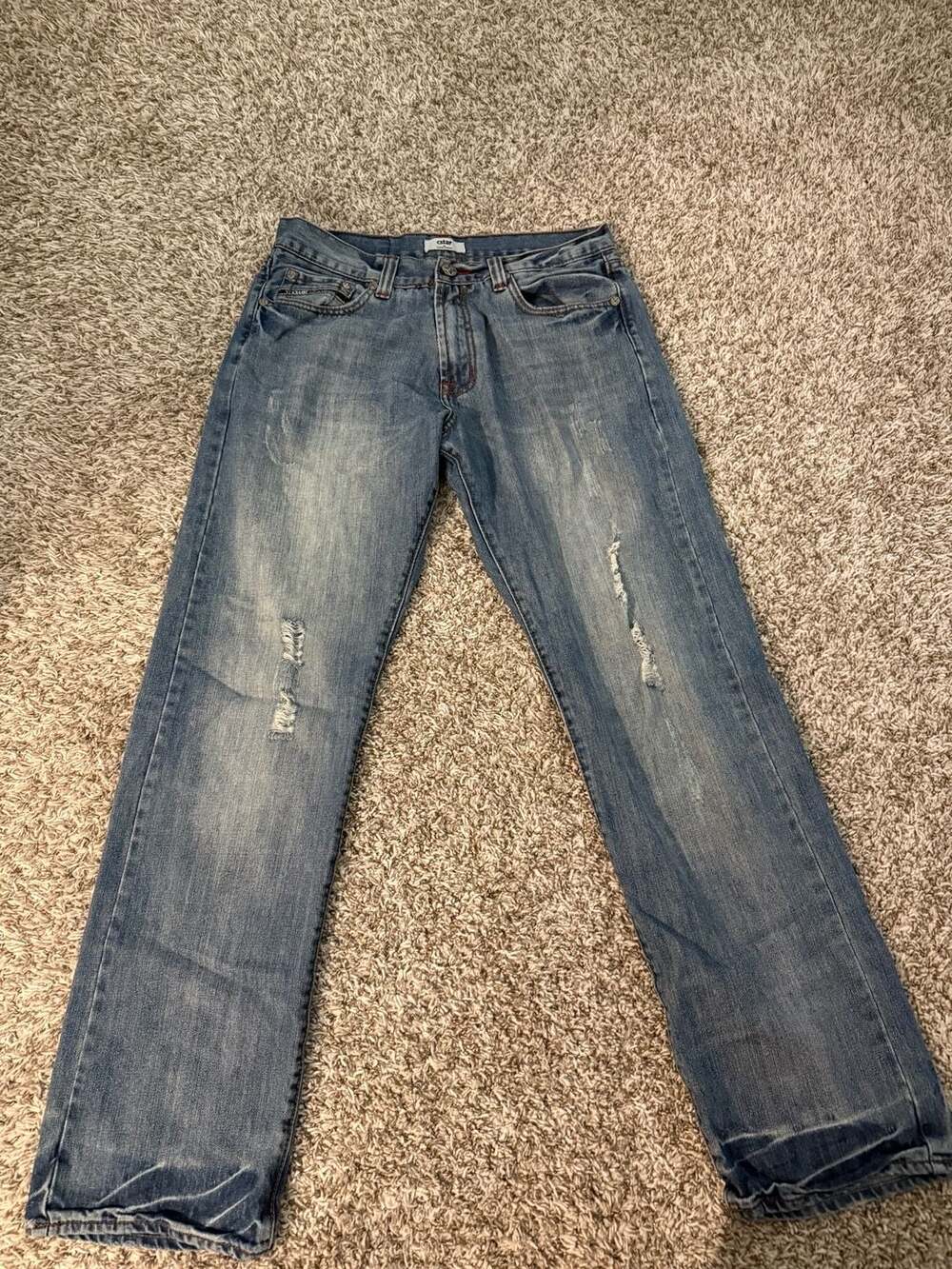 Cstar by Ciano Farmer Distressed Straight Leg Denim Jeans